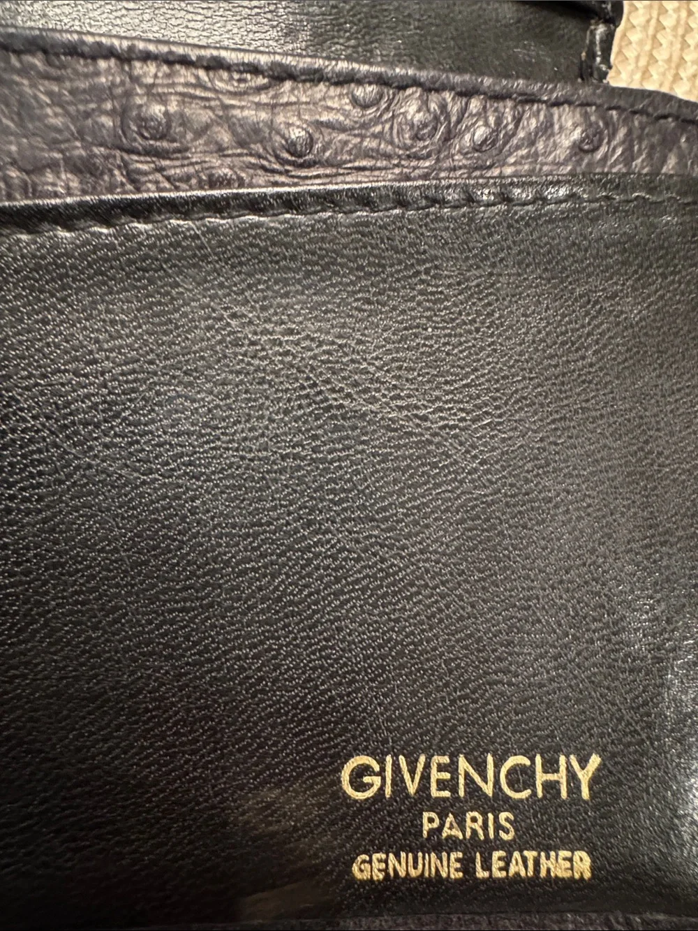 Givenchy Black Textured Leather Clutch with Gold Emblem